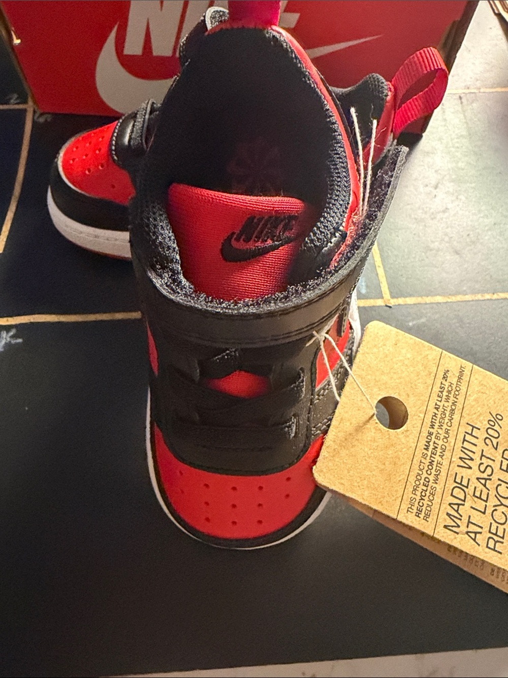 Nike Kids Red and Black Low-Top Velcro Sneakers